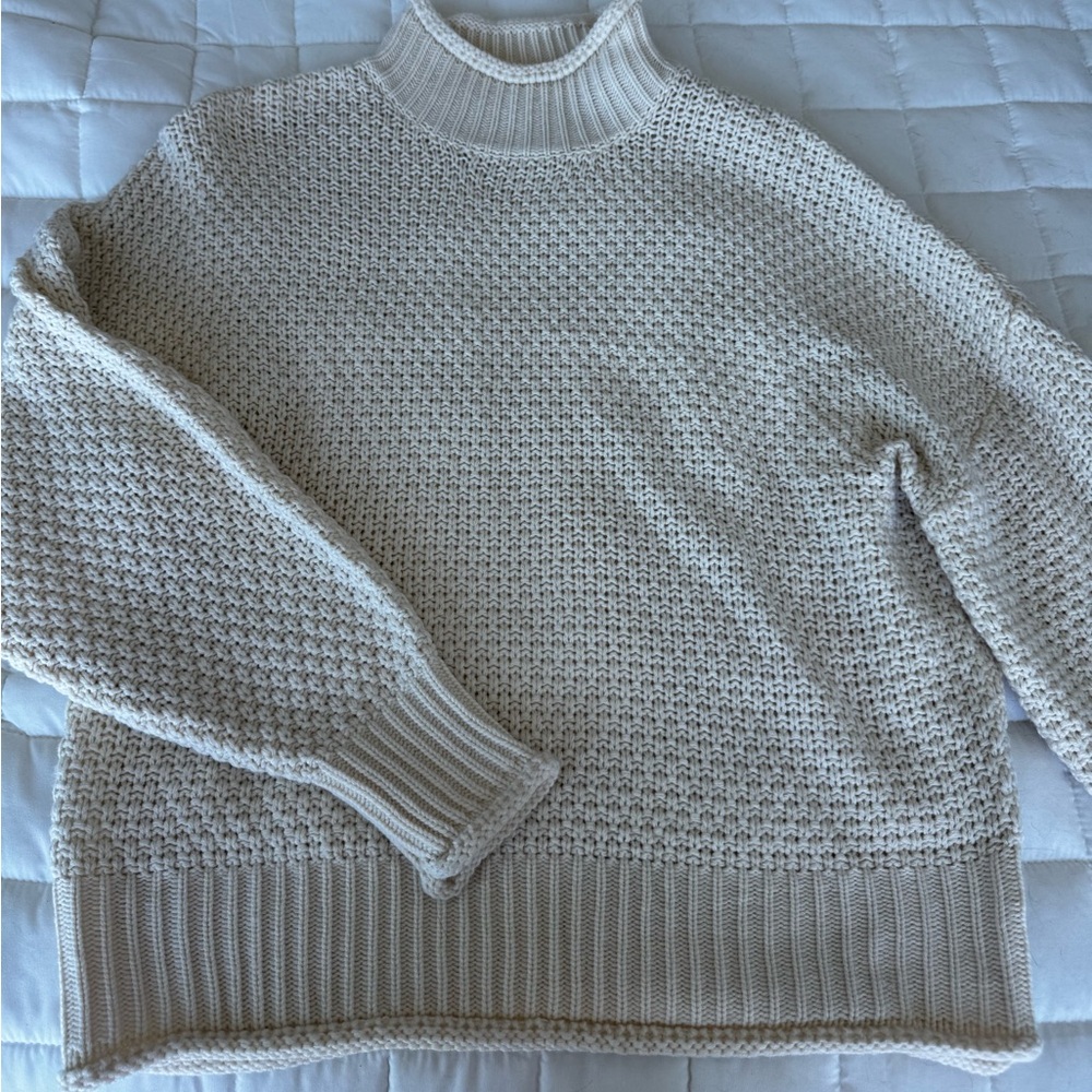 Textured Cream Knit Pullover